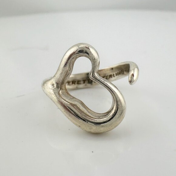 Tiffany & Co Open Heart Ring - Sterling Silver - Size 5.5 - Picture 7 of 14